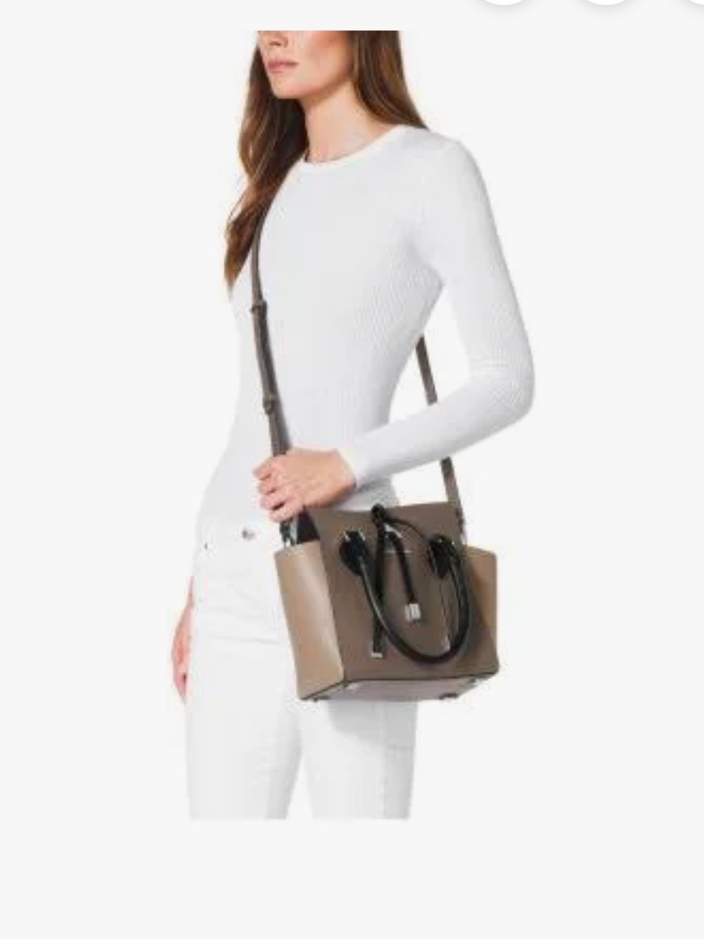 Michael Kors Collection Blue Leather Satchel with Tan Accents - Picture 13 of 13